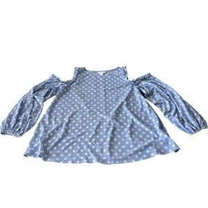 LC Lauren Conrad Long Sleeve Cold Shoulder Blouse, NWOT, Size-M